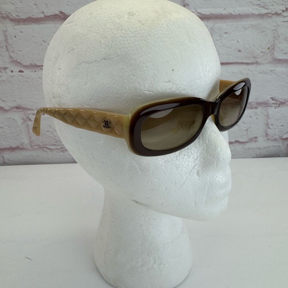 Chanel 5094 C837 Brown Beige 53mm Gradient CC'S Sunglasses ITALIAN QUILTING - Picture 2 of 13